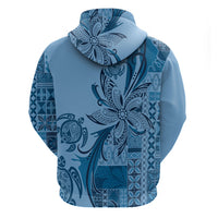 Talofa Samoa Mamanu Siapo Mix Malu Hoodie Cool Blue Frangipani and Turtles