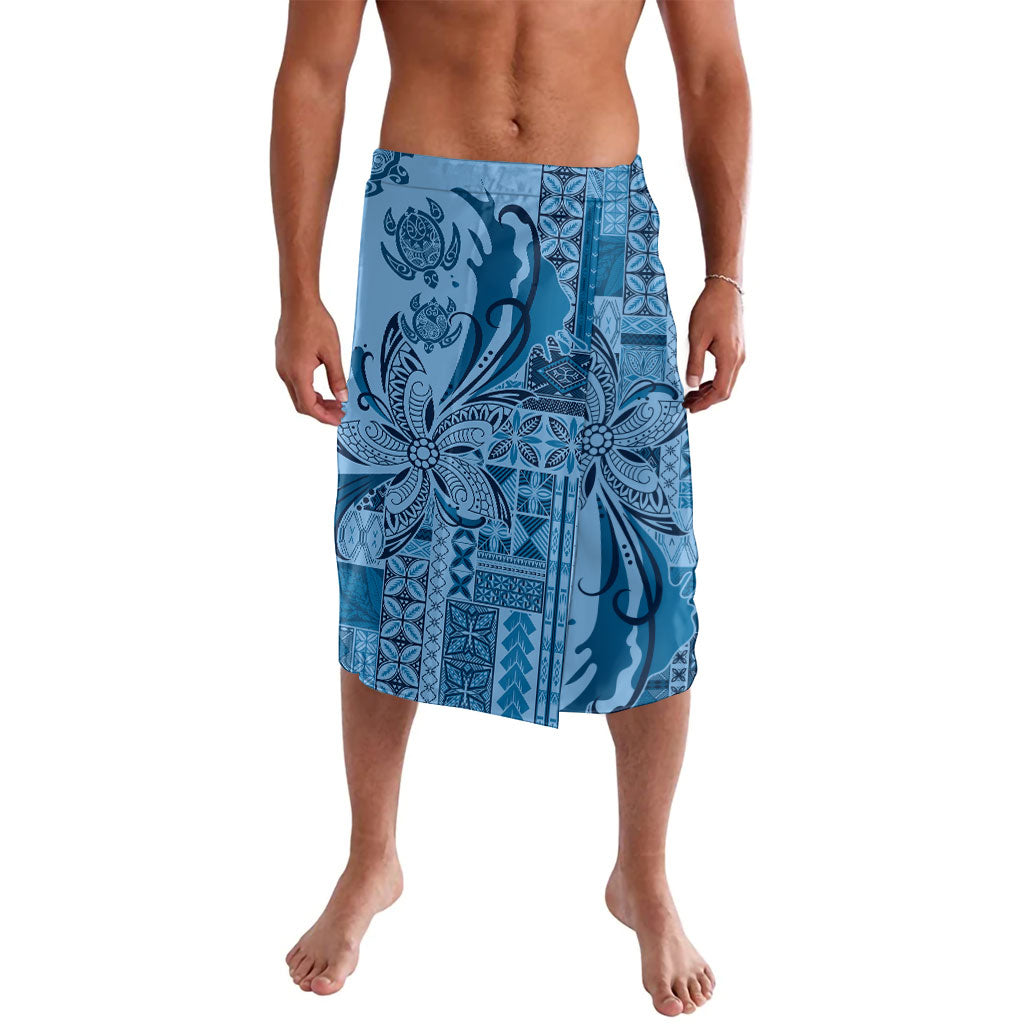 Talofa Samoa Mamanu Siapo Mix Malu Lavalava Cool Blue Frangipani and Turtles