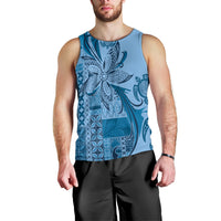 Talofa Samoa Mamanu Siapo Mix Malu Men Tank Top Cool Blue Frangipani and Turtles LT7 - Polynesian Pride