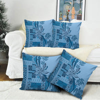Talofa Samoa Mamanu Siapo Mix Malu Pillow Cover Cool Blue Frangipani and Turtles LT7 - Polynesian Pride