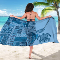 Talofa Samoa Mamanu Siapo Mix Malu Sarong Cool Blue Frangipani and Turtles LT7 - Polynesian Pride