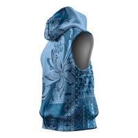 Talofa Samoa Mamanu Siapo Mix Malu Sleeveless Hoodie Cool Blue Frangipani and Turtles LT7 - Polynesian Pride