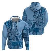Talofa Samoa Mamanu Siapo Mix Malu Zip Hoodie Cool Blue Frangipani and Turtles