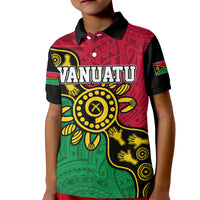 Personalised Vanuatu Kid Polo Shirt Mix Aboriginal Dot Art LT7 Kid Art - Polynesian Pride