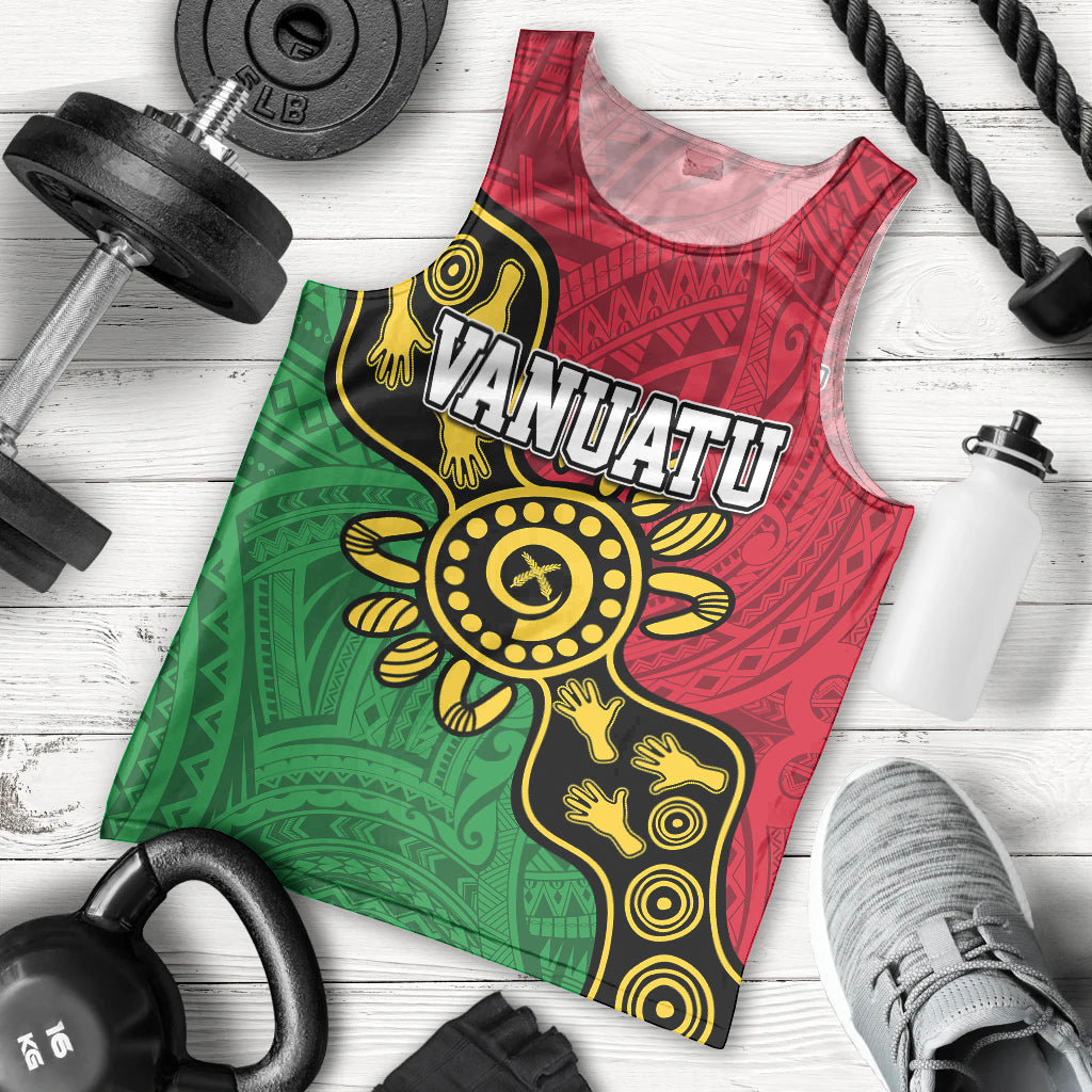 Personalised Vanuatu Men Tank Top Mix Aboriginal Dot Art LT7 Art - Polynesian Pride