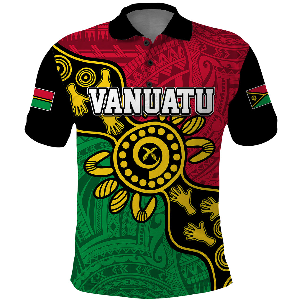 Custom Vanuatu Polo Shirt Mix Aboriginal Dot Art LT7 Art - Polynesian Pride