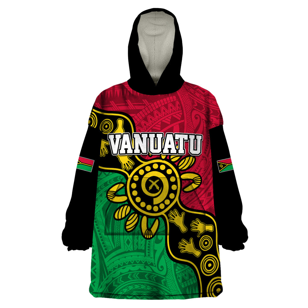 Personalised Vanuatu Wearable Blanket Hoodie Mix Aboriginal Dot Art LT7 One Size Art - Polynesian Pride