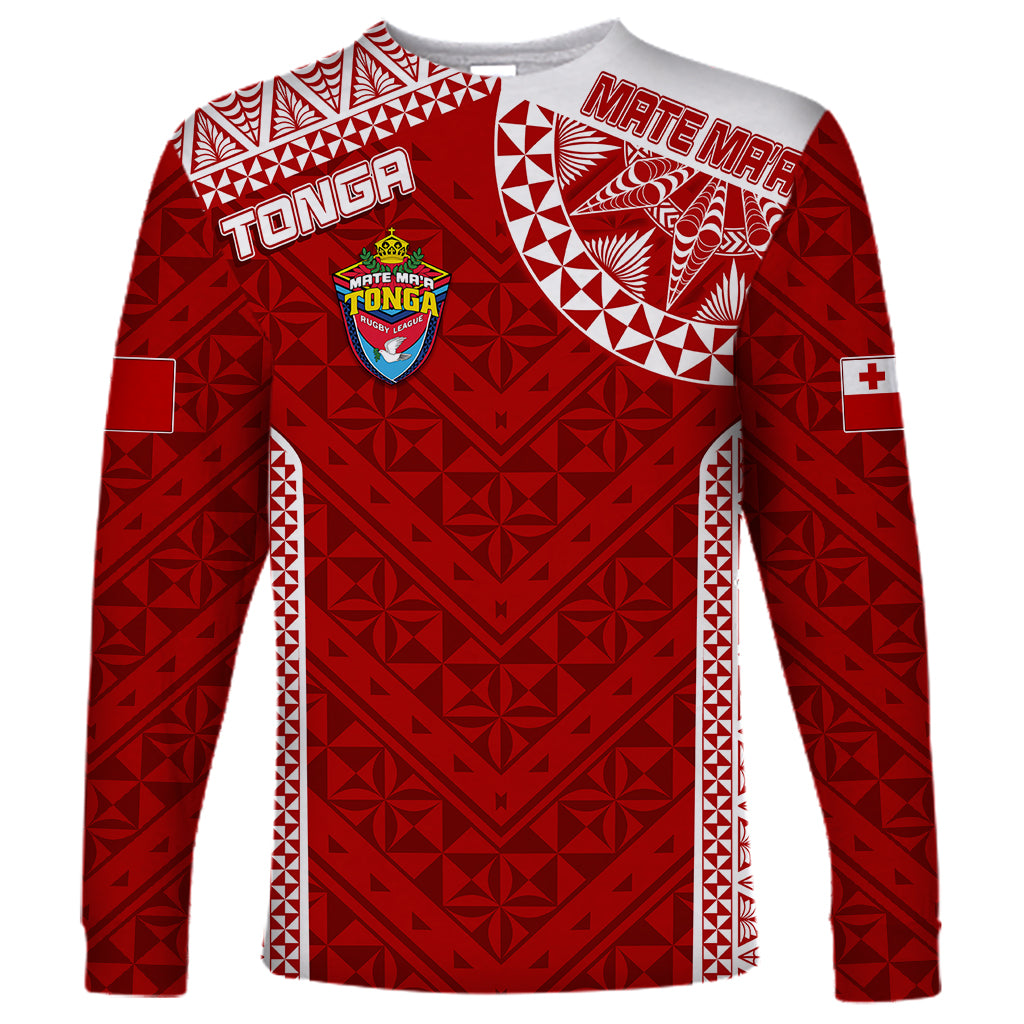 Personalised Tonga Rugby Long Sleeve Shirt Mate Ma'a Tonga Champions LT7 Unisex Red - Polynesian Pride