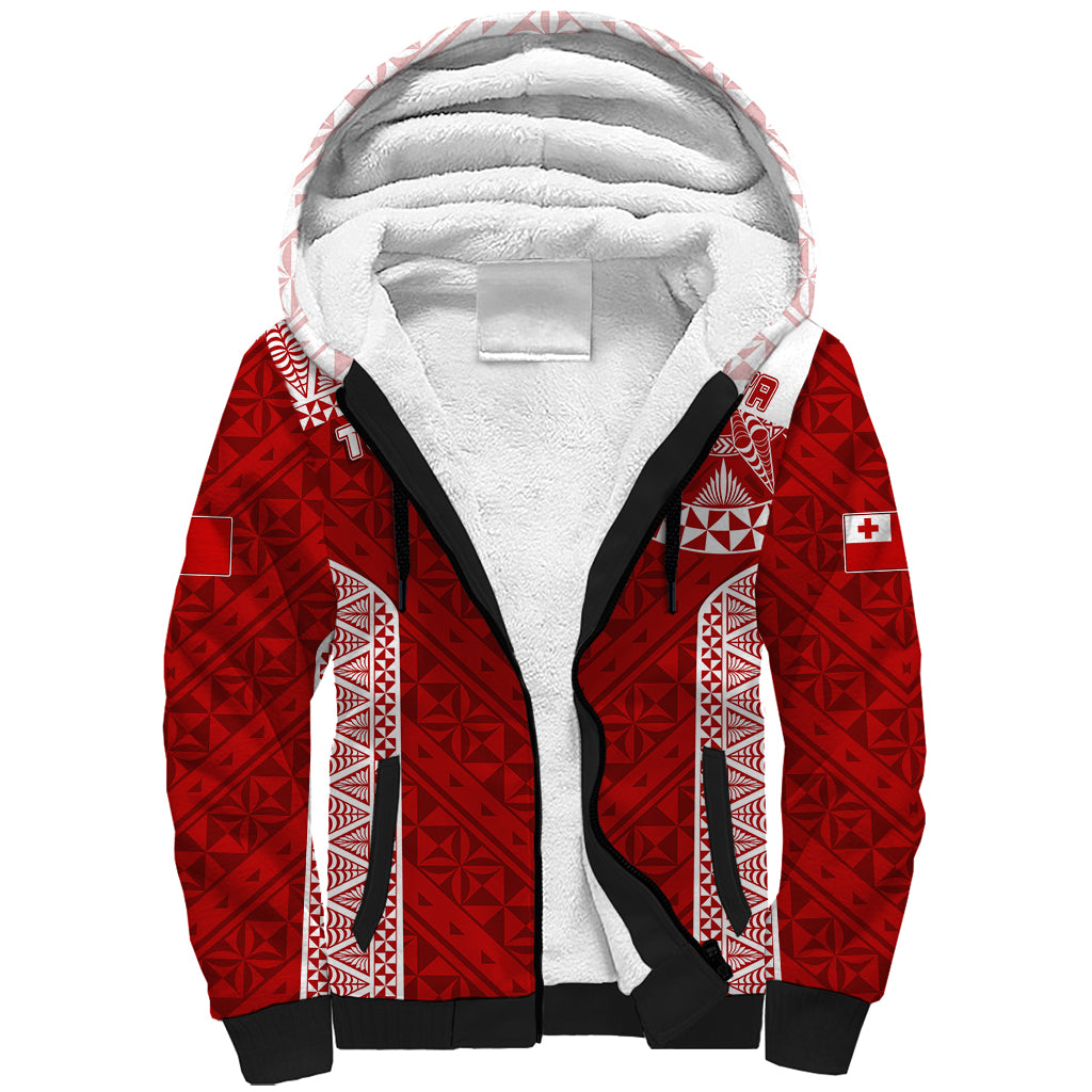 Personalised Tonga Rugby Sherpa Hoodie Mate Ma'a Tonga Champions LT7 Unisex Red - Polynesian Pride