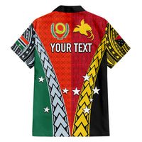 Personalised Papua New Guinea Mix Penama Family Matching Off Shoulder Long Sleeve Dress and Hawaiian Shirt Tribal Patterns Half-Half Style LT7 - Polynesian Pride
