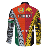 Personalised Papua New Guinea Mix Penama Family Matching Short Sleeve Bodycon Dress and Hawaiian Shirt Tribal Patterns Half-Half Style LT7 - Polynesian Pride