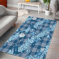 Blue Palaka Hawaii Cowboy Christmas Area Rug Paniolo Mix Maile Lei - Polynesian Pride