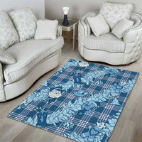 Blue Palaka Hawaii Cowboy Christmas Area Rug Paniolo Mix Maile Lei - Polynesian Pride
