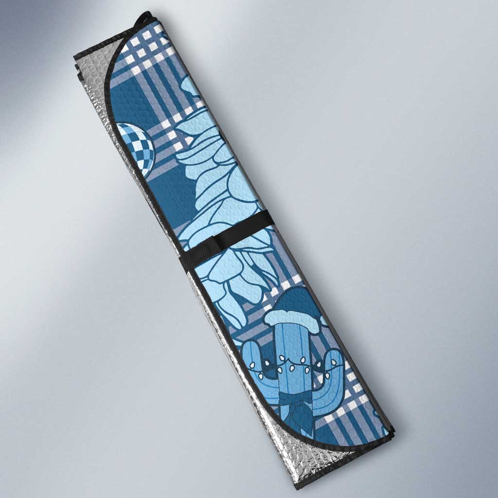 Blue Palaka Hawaii Cowboy Christmas Auto Sun Shade Paniolo Mix Maile Lei - Polynesian Pride