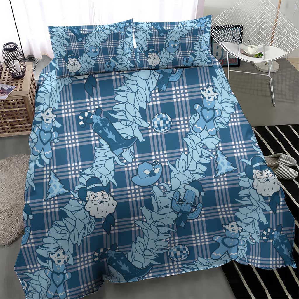 Blue Palaka Hawaii Cowboy Christmas Bedding Set Paniolo Mix Maile Lei - Polynesian Pride