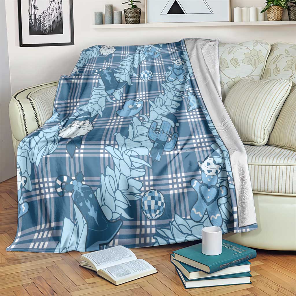 Blue Palaka Hawaii Cowboy Christmas Blanket Paniolo Mix Maile Lei - Polynesian Pride