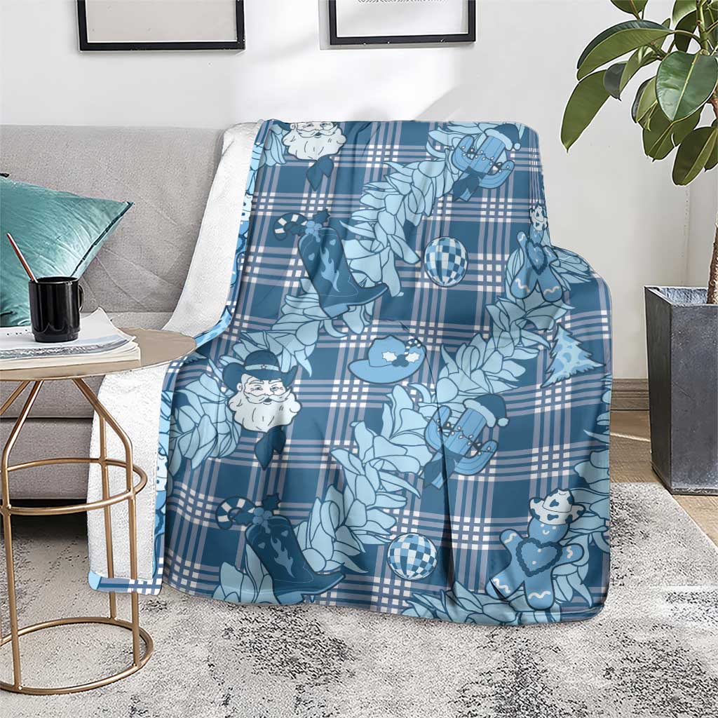 Blue Palaka Hawaii Cowboy Christmas Blanket Paniolo Mix Maile Lei - Polynesian Pride