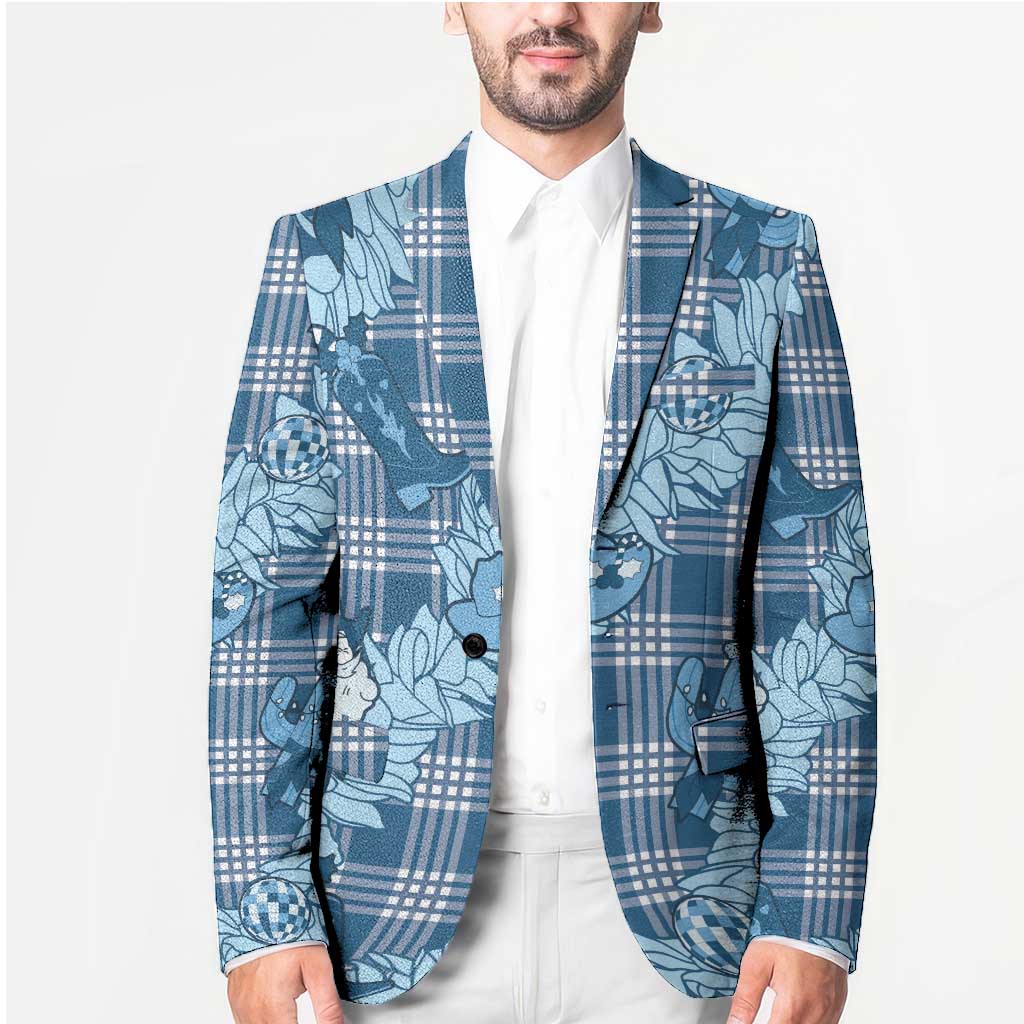 Blue Palaka Hawaii Cowboy Christmas Blazer Paniolo Mix Maile Lei - Polynesian Pride