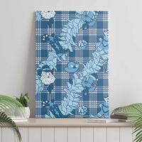 Blue Palaka Hawaii Cowboy Christmas Canvas Wall Art Paniolo Mix Maile Lei - Polynesian Pride