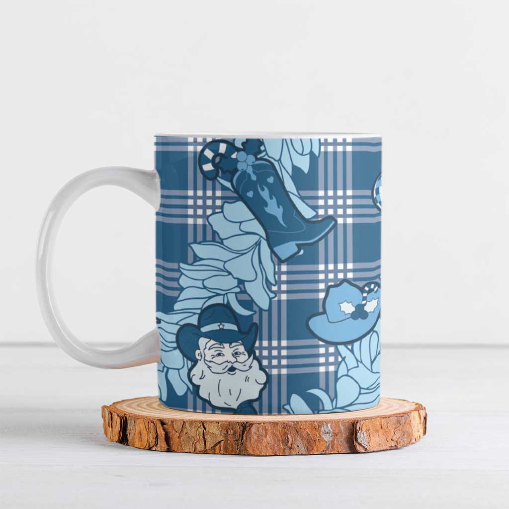 Blue Palaka Hawaii Cowboy Christmas Ceramic Mug Paniolo Mix Maile Lei - Polynesian Pride