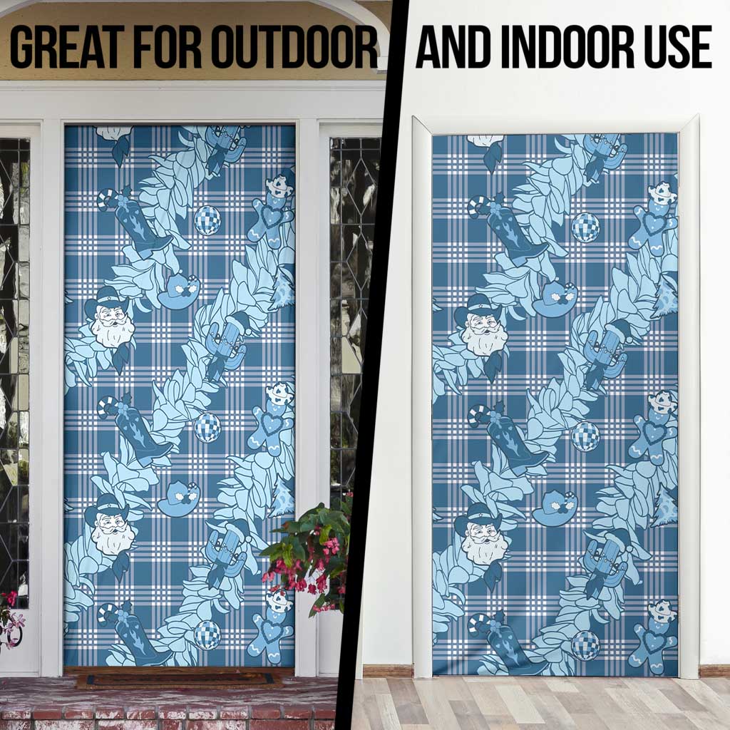 Blue Palaka Hawaii Cowboy Christmas Door Cover Paniolo Mix Maile Lei - Polynesian Pride