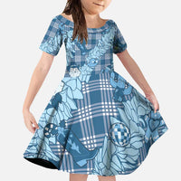 Blue Palaka Hawaii Cowboy Christmas Family Matching Tank Maxi Dress and Hawaiian Shirt Paniolo Mix Maile Lei - Polynesian Pride