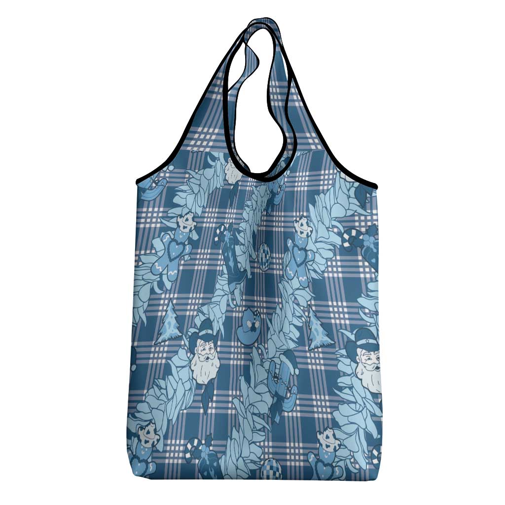 Blue Palaka Hawaii Cowboy Christmas Grocery Bag Paniolo Mix Maile Lei - Polynesian Pride
