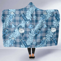 Blue Palaka Hawaii Cowboy Christmas Hooded Blanket Paniolo Mix Maile Lei - Polynesian Pride