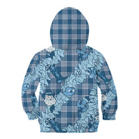 Blue Palaka Hawaii Cowboy Christmas Kid Hoodie Paniolo Mix Maile Lei - Polynesian Pride