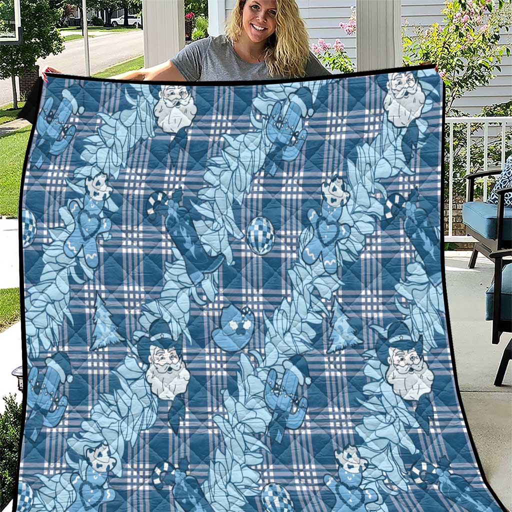 Blue Palaka Hawaii Cowboy Christmas Quilt Paniolo Mix Maile Lei - Polynesian Pride