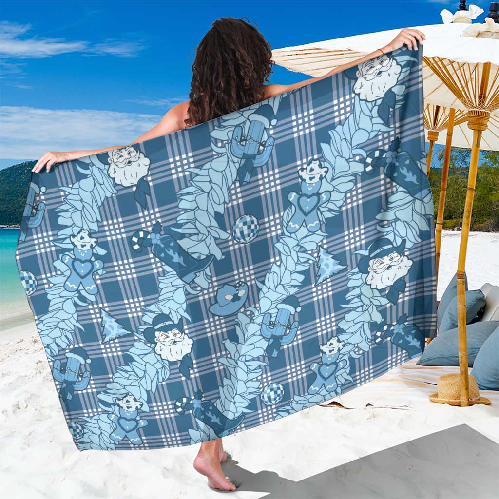 Blue Palaka Hawaii Cowboy Christmas Sarong Paniolo Mix Maile Lei - Polynesian Pride