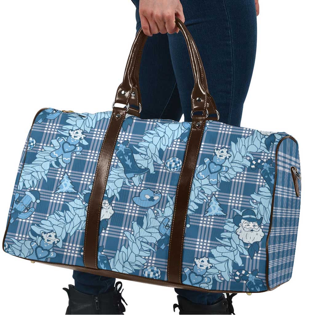 Blue Palaka Hawaii Cowboy Christmas Travel Bag Paniolo Mix Maile Lei - Polynesian Pride