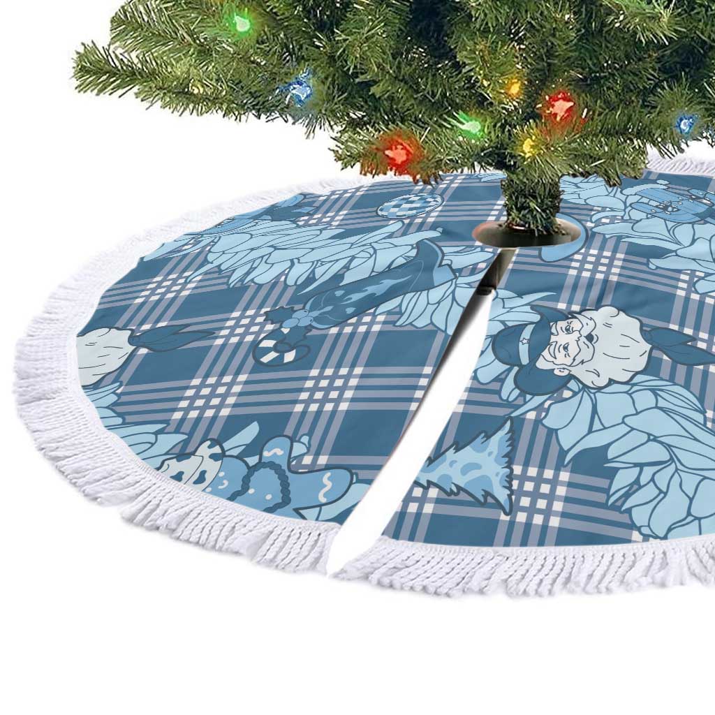 Blue Palaka Hawaii Cowboy Christmas Tree Skirt Paniolo Mix Maile Lei - Polynesian Pride