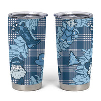 Blue Palaka Hawaii Cowboy Christmas Tumbler Cup Paniolo Mix Maile Lei - Polynesian Pride