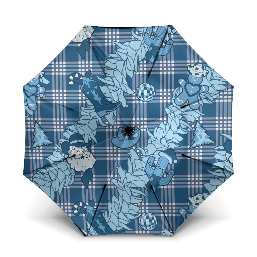 Blue Palaka Hawaii Cowboy Christmas Umbrella Paniolo Mix Maile Lei - Polynesian Pride