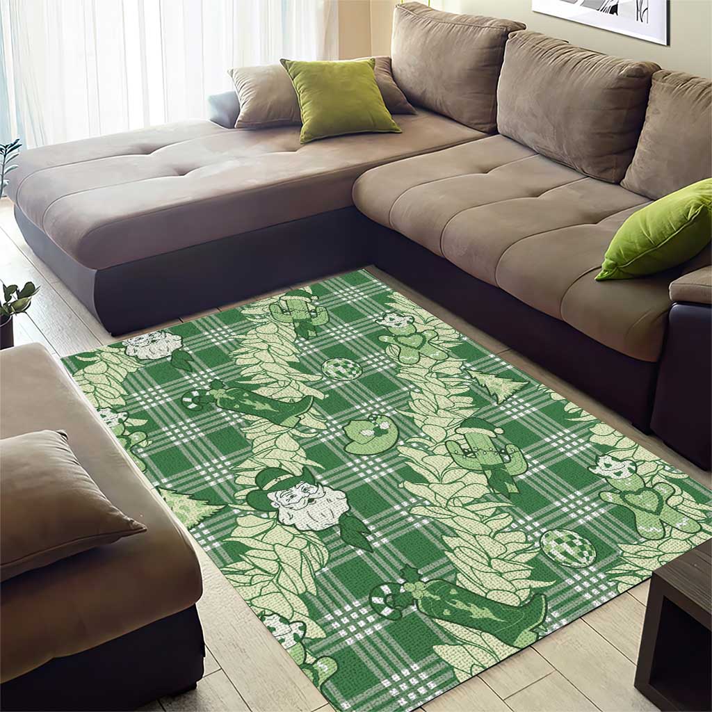 Green Palaka Hawaii Cowboy Christmas Area Rug Paniolo Mix Maile Lei - Polynesian Pride