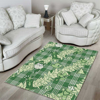 Green Palaka Hawaii Cowboy Christmas Area Rug Paniolo Mix Maile Lei - Polynesian Pride