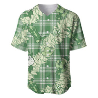Green Palaka Hawaii Cowboy Christmas Baseball Jersey Paniolo Mix Maile Lei - Polynesian Pride