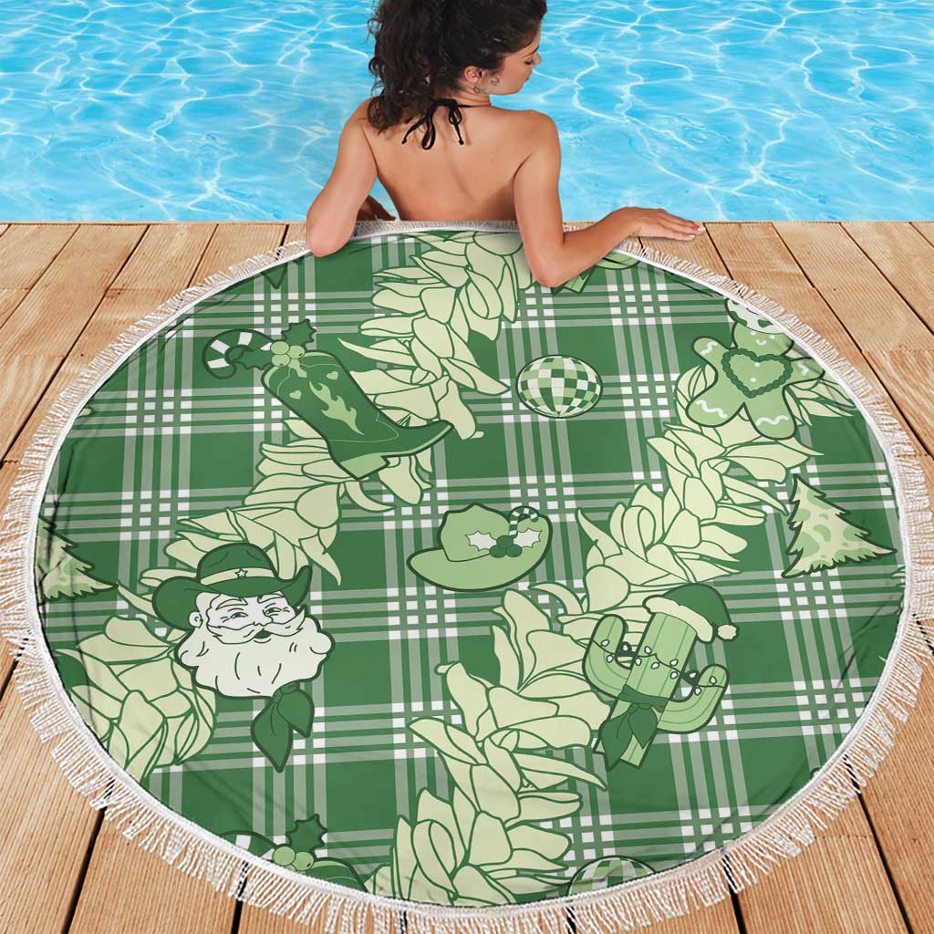 Green Palaka Hawaii Cowboy Christmas Beach Blanket Paniolo Mix Maile Lei LT7 - Polynesian Pride