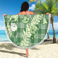Green Palaka Hawaii Cowboy Christmas Beach Blanket Paniolo Mix Maile Lei LT7 - Polynesian Pride