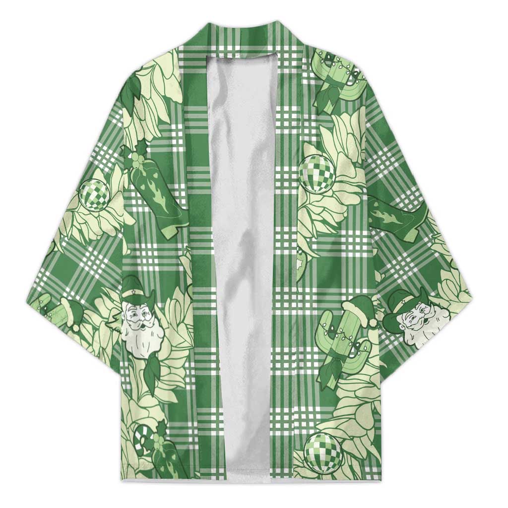 Green Palaka Hawaii Cowboy Christmas Kimono Paniolo Mix Maile Lei - Polynesian Pride
