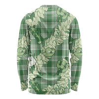 Green Palaka Hawaii Cowboy Christmas Long Sleeve Shirt Paniolo Mix Maile Lei - Polynesian Pride
