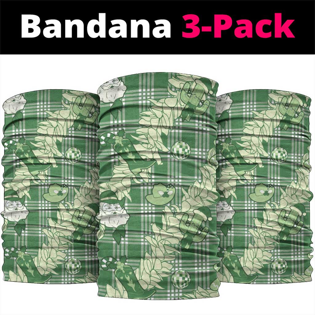 Green Palaka Hawaii Cowboy Christmas Neck Gaiter Paniolo Mix Maile Lei - Polynesian Pride