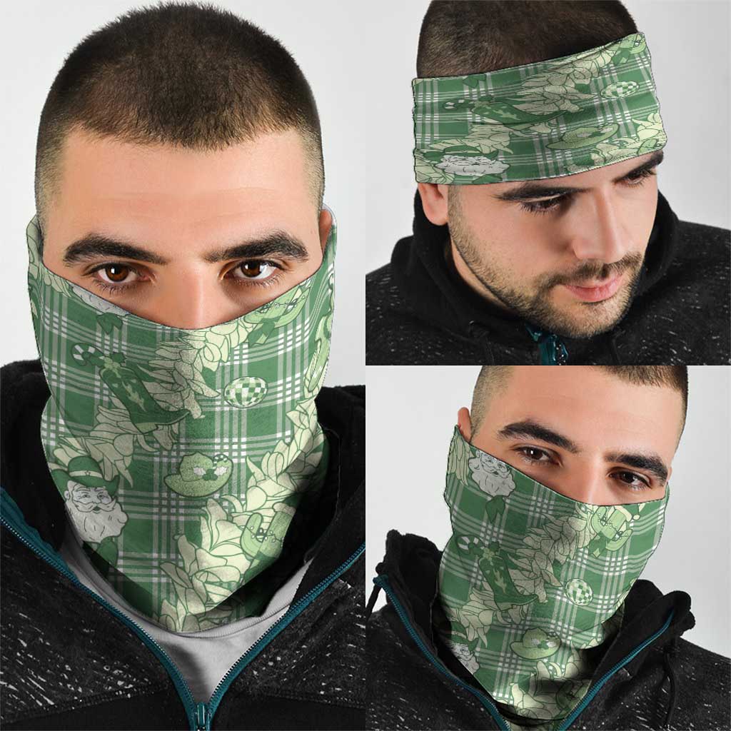 Green Palaka Hawaii Cowboy Christmas Neck Gaiter Paniolo Mix Maile Lei - Polynesian Pride