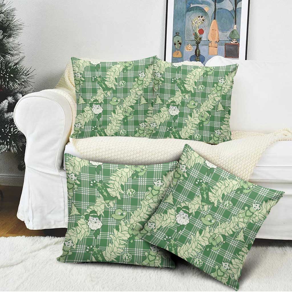 Green Palaka Hawaii Cowboy Christmas Pillow Cover Paniolo Mix Maile Lei - Polynesian Pride