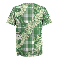 Green Palaka Hawaii Cowboy Christmas Rugby Jersey Paniolo Mix Maile Lei - Polynesian Pride