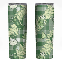 Green Palaka Hawaii Cowboy Christmas Skinny Tumbler Paniolo Mix Maile Lei - Polynesian Pride