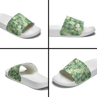 Green Palaka Hawaii Cowboy Christmas Slide Sandals Paniolo Mix Maile Lei LT7 - Polynesian Pride
