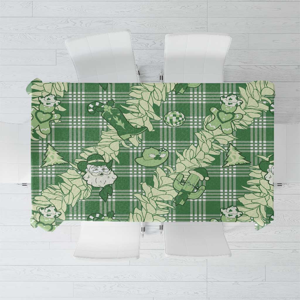 Green Palaka Hawaii Cowboy Christmas Tablecloth Paniolo Mix Maile Lei LT7 Green - Polynesian Pride