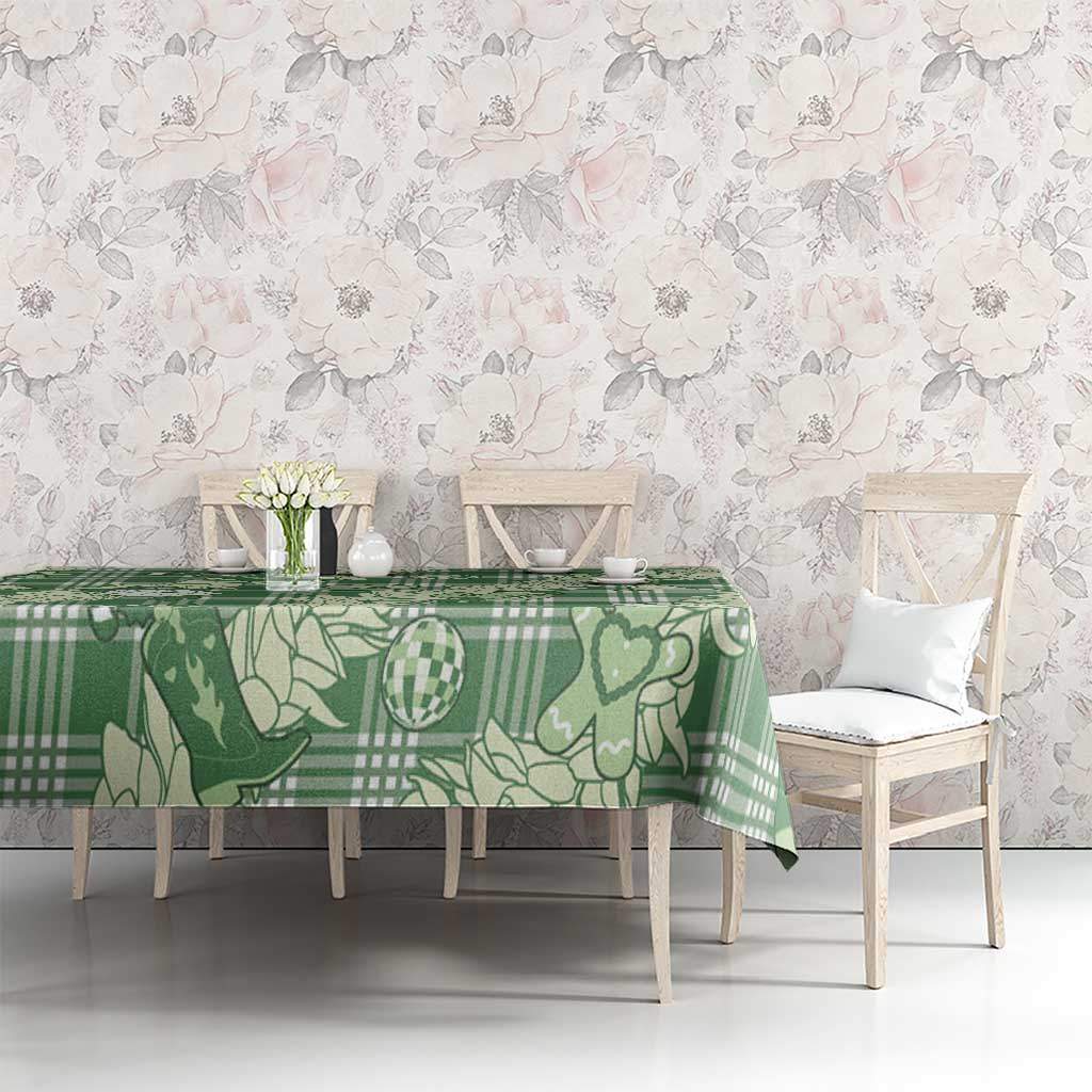 Green Palaka Hawaii Cowboy Christmas Tablecloth Paniolo Mix Maile Lei LT7 - Polynesian Pride